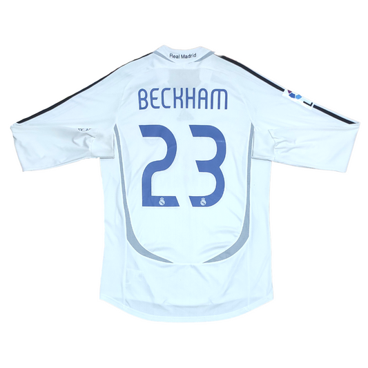 Real Madrid Home Player Issue L/S Shirt 2006-2007 Beckham (L)